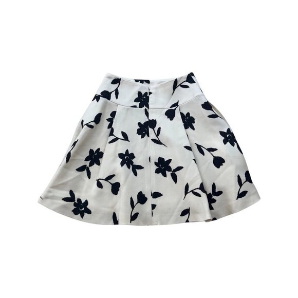 Carolina Herrera CJ cream black floral print wool A line skirt size 8 - Picture 2 of 4
